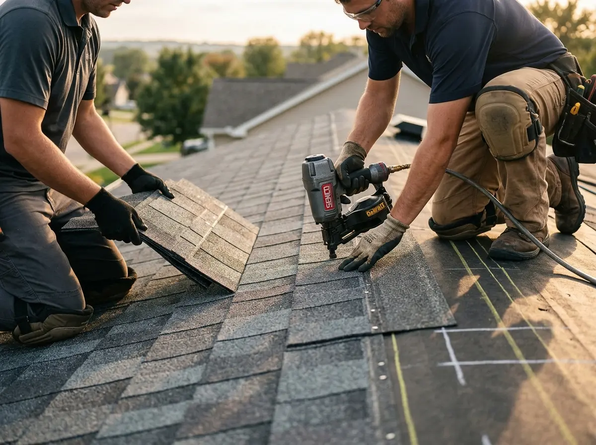 Professional roofer working on a residential roof in West Valley City